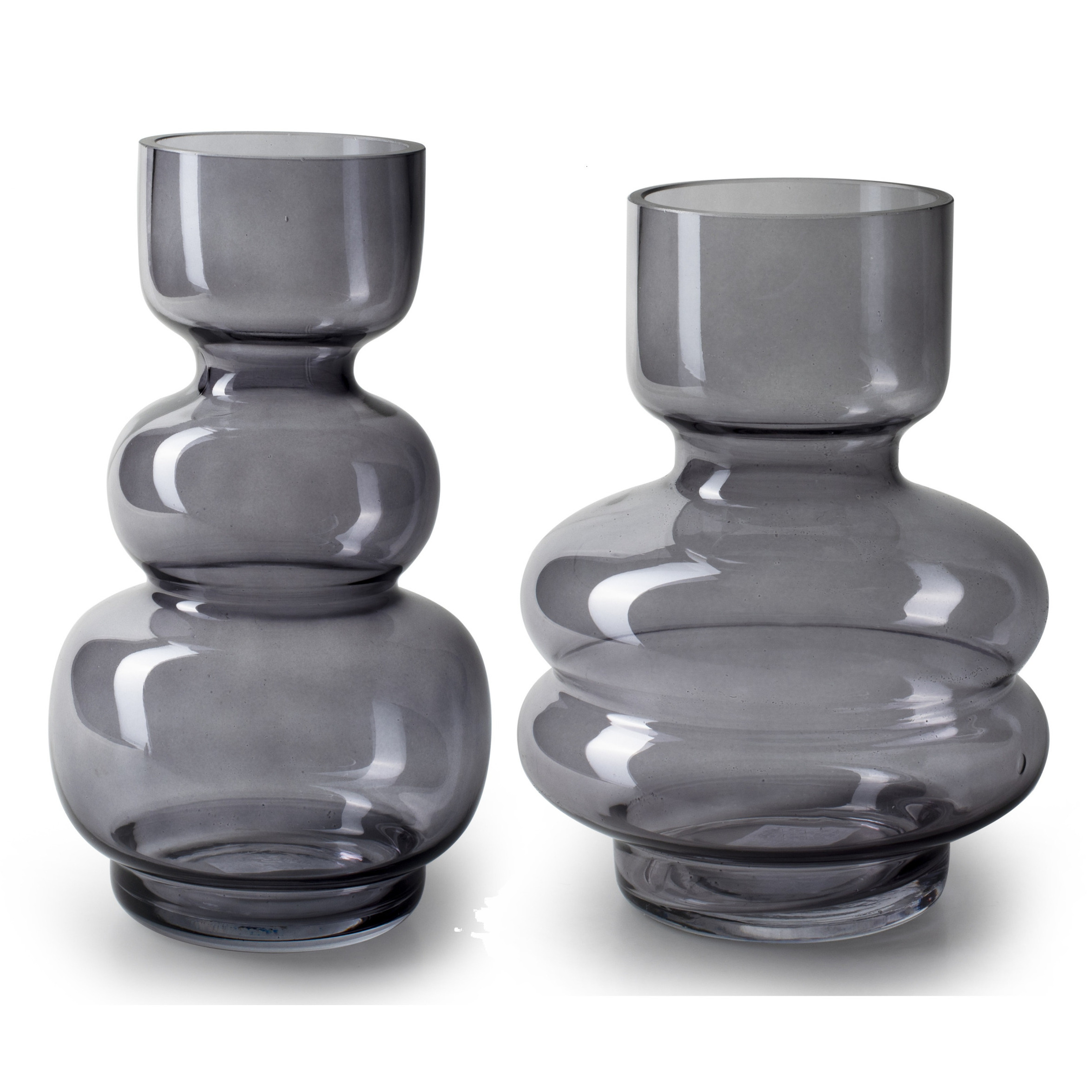 Bloemenvazen - Set van 2x - smoke grijs/transparant glas Top Merken Winkel